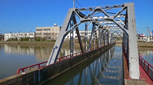 新川の上に西川が通る水路橋