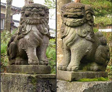 天野の神明社狛犬