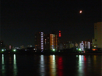萬代橋サンセットカフェから対岸の夜景