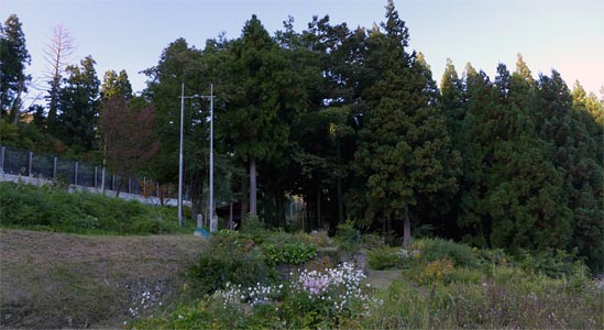 湯沢町神立芝原の十二社遠景