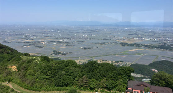 弥彦山パノラマタワーから越後平野